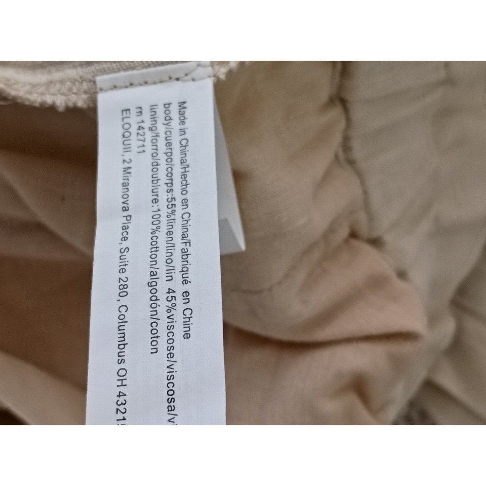NWT ELOQUI Linen Blend Paperbag Waist Cropped Pants Beige Fits L/XL $XXX Coastal - Picture 10 of 14
